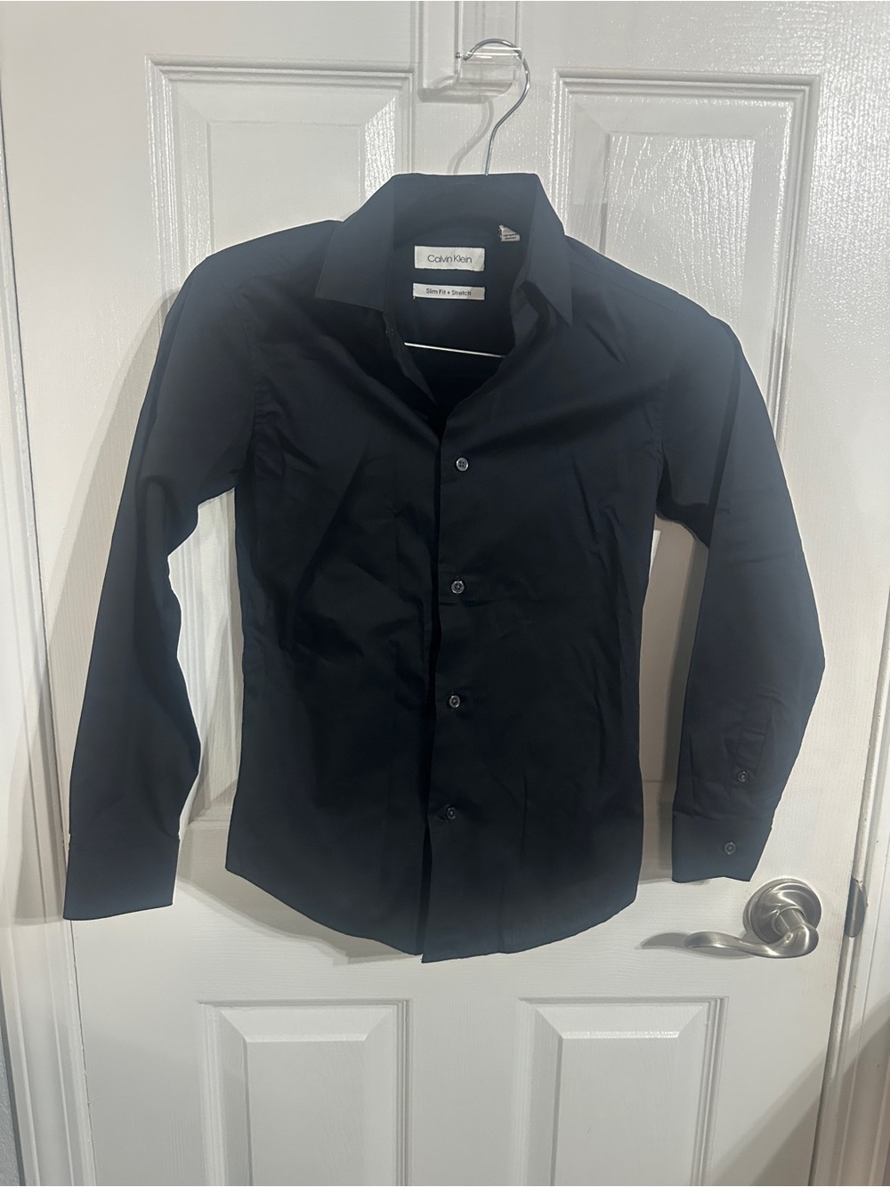 Calvin Klein Boys Black Stretch Dress Shirt- Button Down
